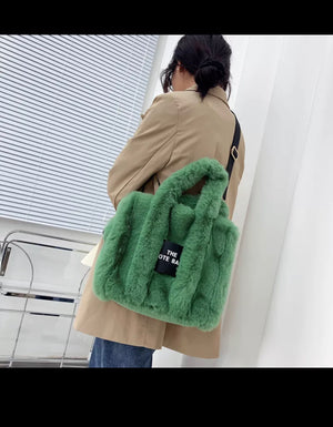 Faux Fur cross body tote bag