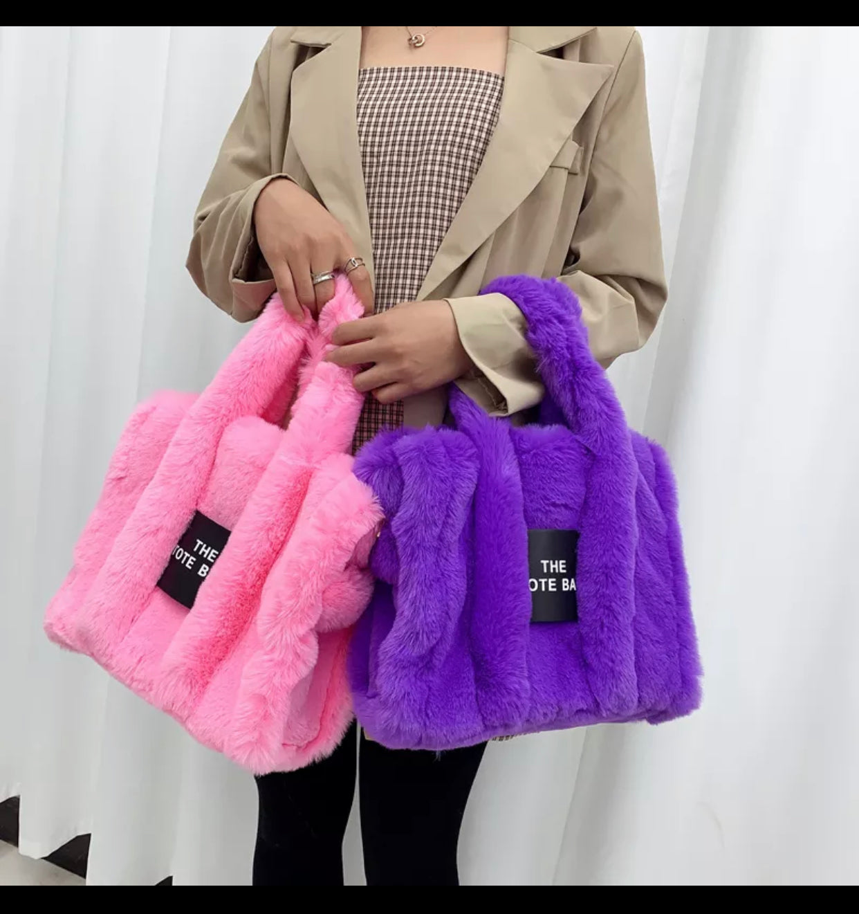 Faux Fur cross body tote bag