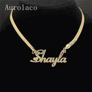 Customized Snake  Chain  Necklace Personalized Jewelry choose your Font Style